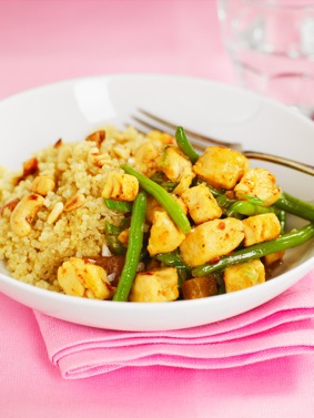 Quorn Bitar med mango chutney och quinoa recept