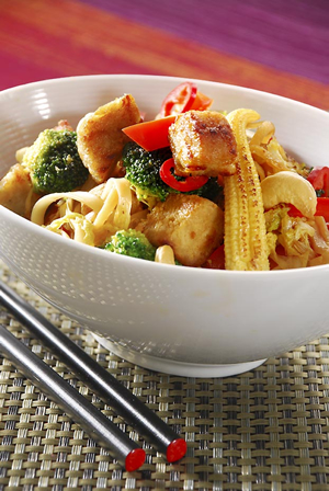 Stir fry med Bitar med kyckling recept